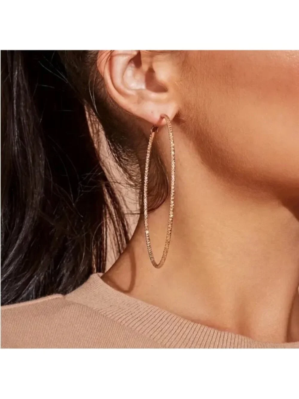 New! Gold Statement Hoop Earrings (1055) NWOT